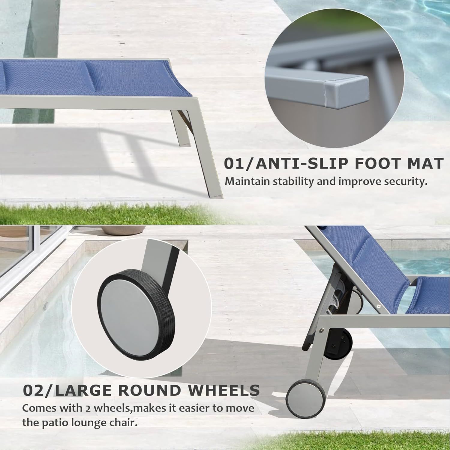 Outdoor Patio Chaise Lounge Set of 3 Doba